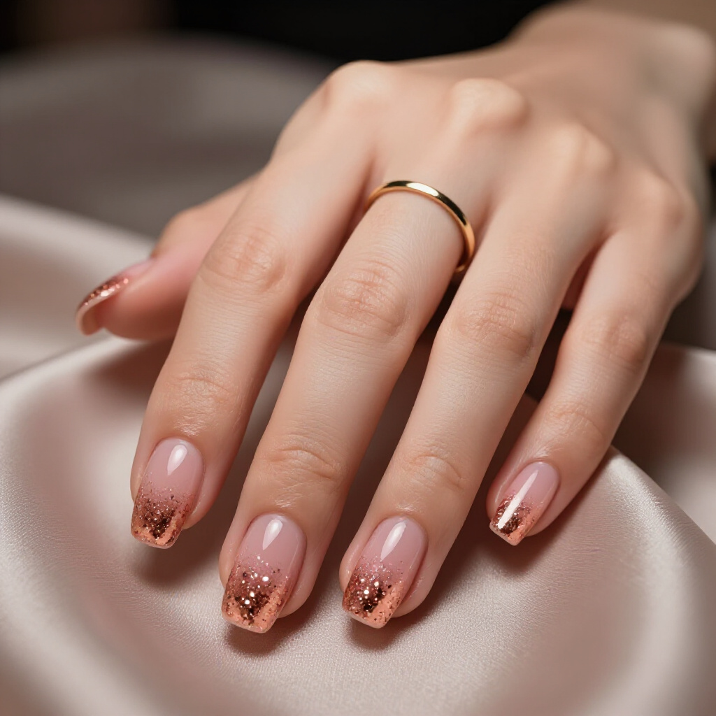 Magenta Pink with Iridescent Glitter Flakes for an Ethereal Glow - pink short simple glitter nails