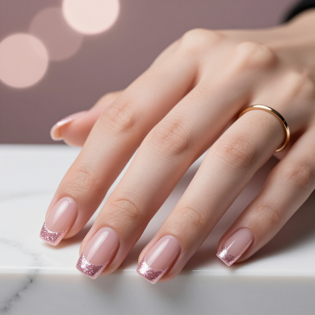 Bubblegum Pink with Chunky Holographic Glitter Accents for a Fun Pop - pink short cute glitter nails