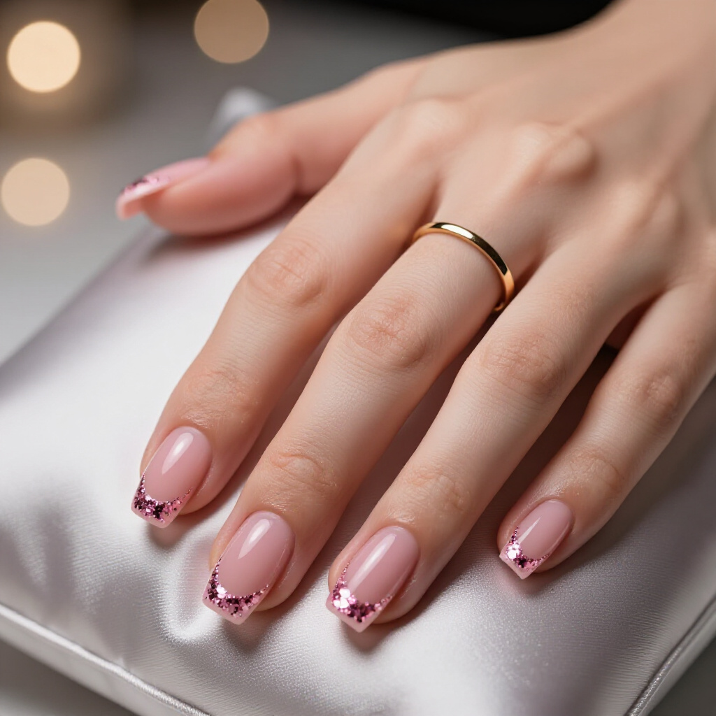 How to Make Your Pink Short Cute Glitter Nails Manicure Last Longer - pink short cute glitter nails