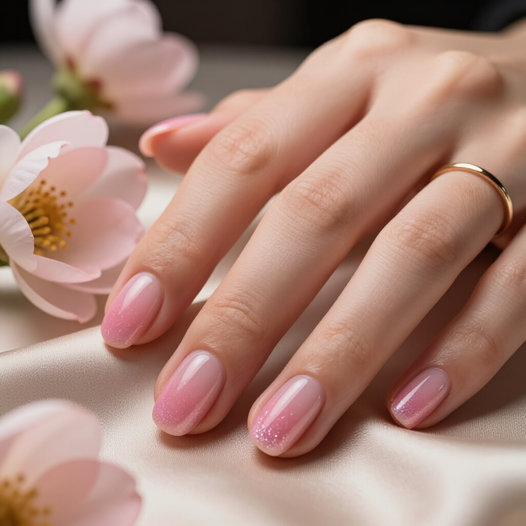 Matte Bubblegum Pink with a Single Glitter Accent Nail - pink short cute glitter nails