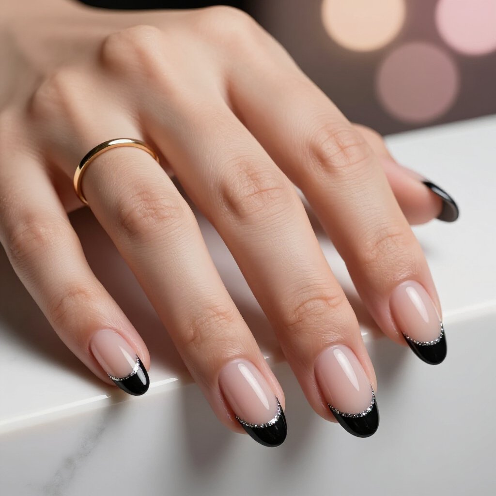 Best Black Almond Glitter Nail Shades for Every Season - black almond glitter nails Best Black Almond Glitter Nail Shades for Every Season - black almond glitter nails