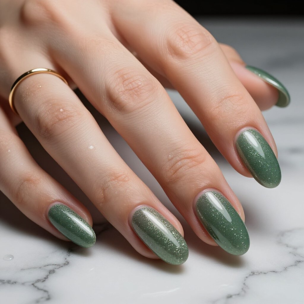 White Almond Glitter Nails for Short Nails: Achieving the Illusion of Length - white almond glitter nails