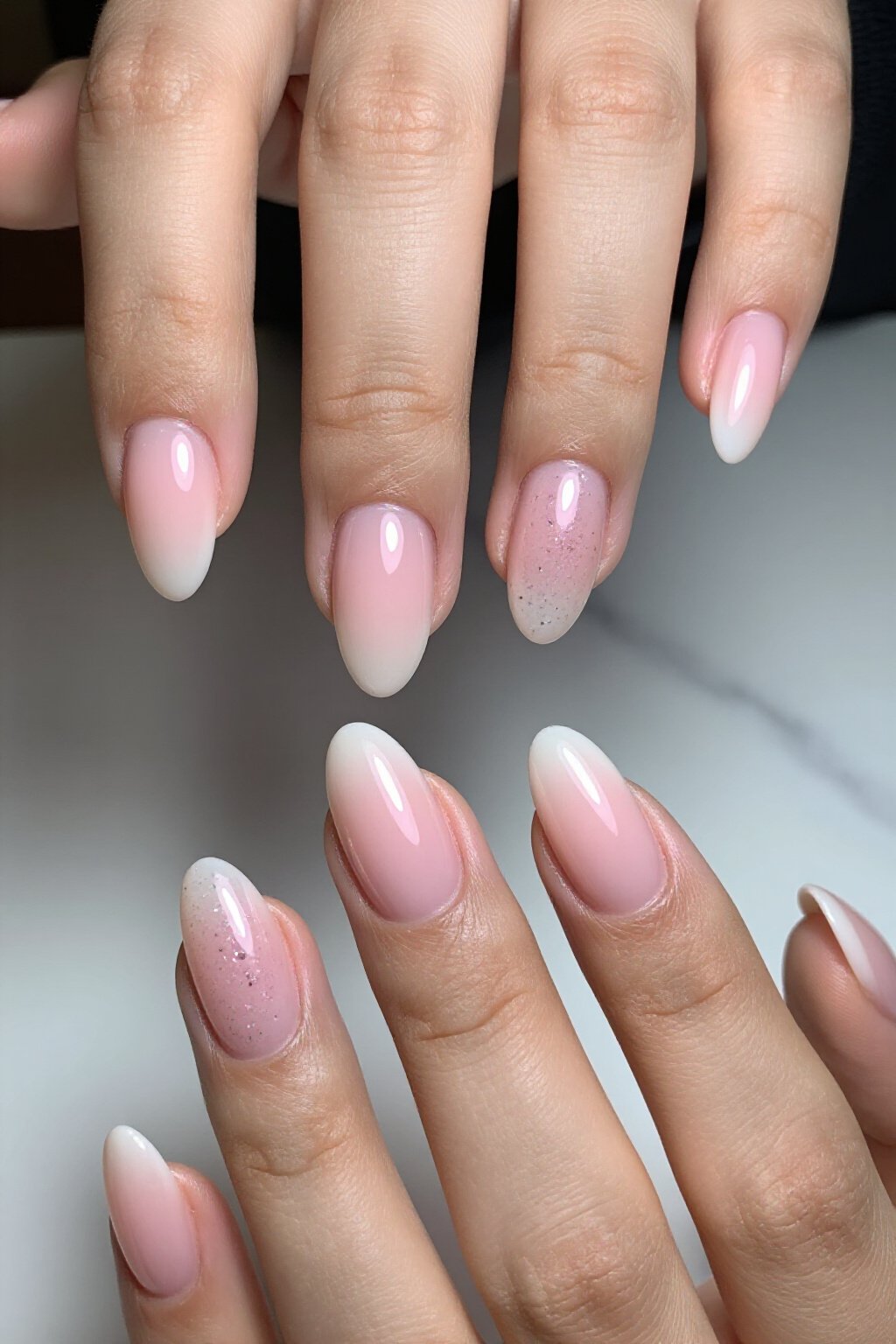 Sweet Baby Pink Almond Aura Nails: On Short Nails - almond aura nails Sweet Baby Pink Almond Aura Nails: On Short Nails - almond aura nails