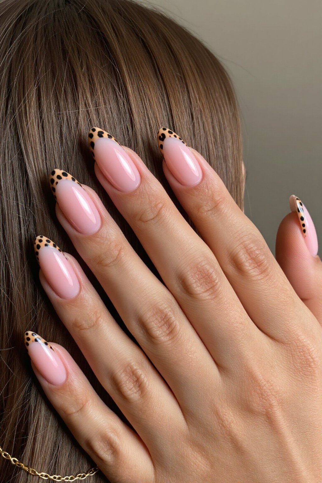 Chic Leopard Print Pink Aura Short Nails - pink short aura nails