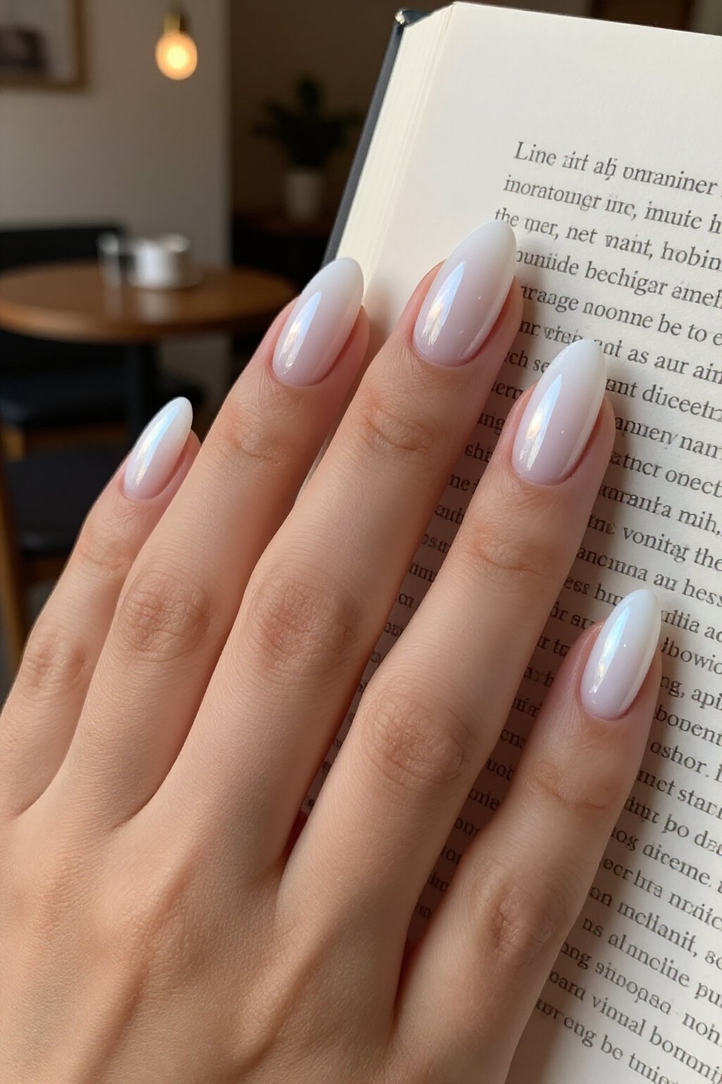 Ethereal Glow: Classic White Short Almond Aura Nails - white short aura nails Ethereal Glow: Classic White Short Almond Aura Nails - white short aura nails