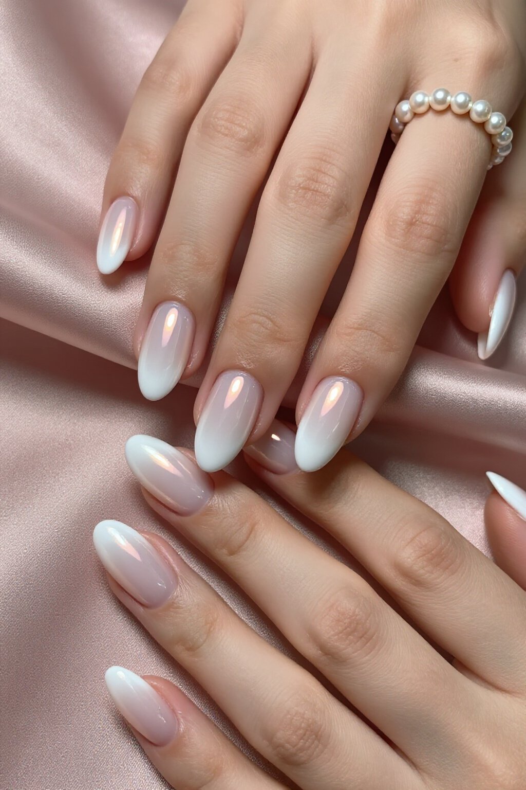 Iridescent Glazed Pearl Chrome White Aura Nails - white short aura nails Iridescent Glazed Pearl Chrome White Aura Nails - white short aura nails