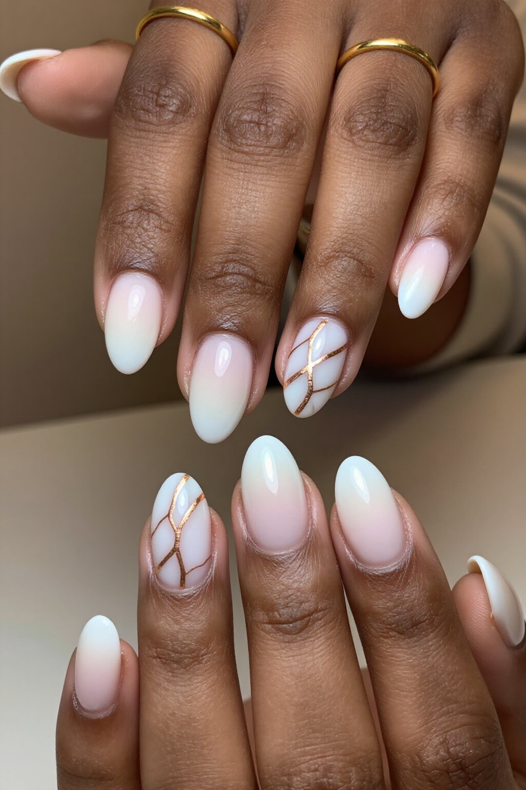 Bold Marble & Gold Accents on White Aura - white short aura nails Bold Marble & Gold Accents on White Aura - white short aura nails
