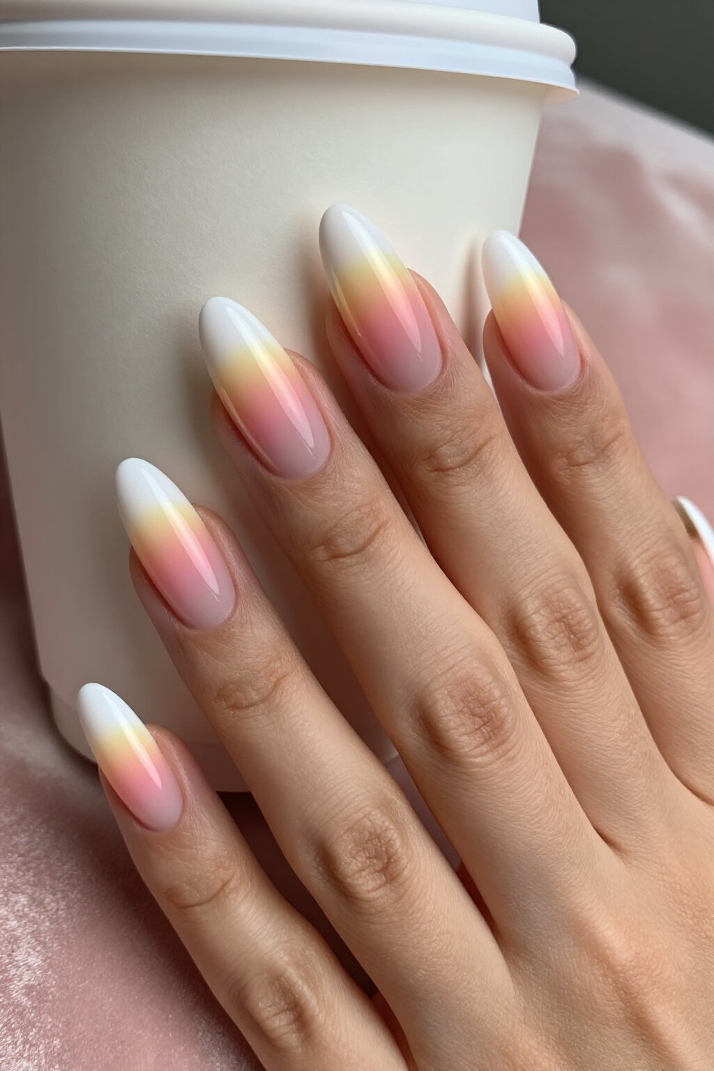Vivid Two-Tone Ombre White Aura Nails - white short aura nails Vivid Two-Tone Ombre White Aura Nails - white short aura nails