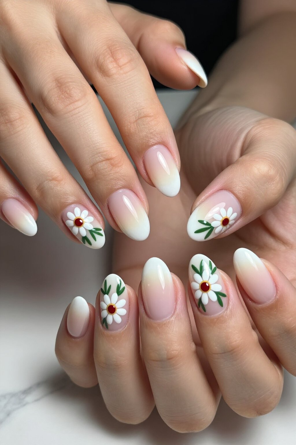 Blooming Daisies on White Aura Nails: Best Shades for Every Season - white short aura nails Blooming Daisies on White Aura Nails: Best Shades for Every Season - white short aura nails