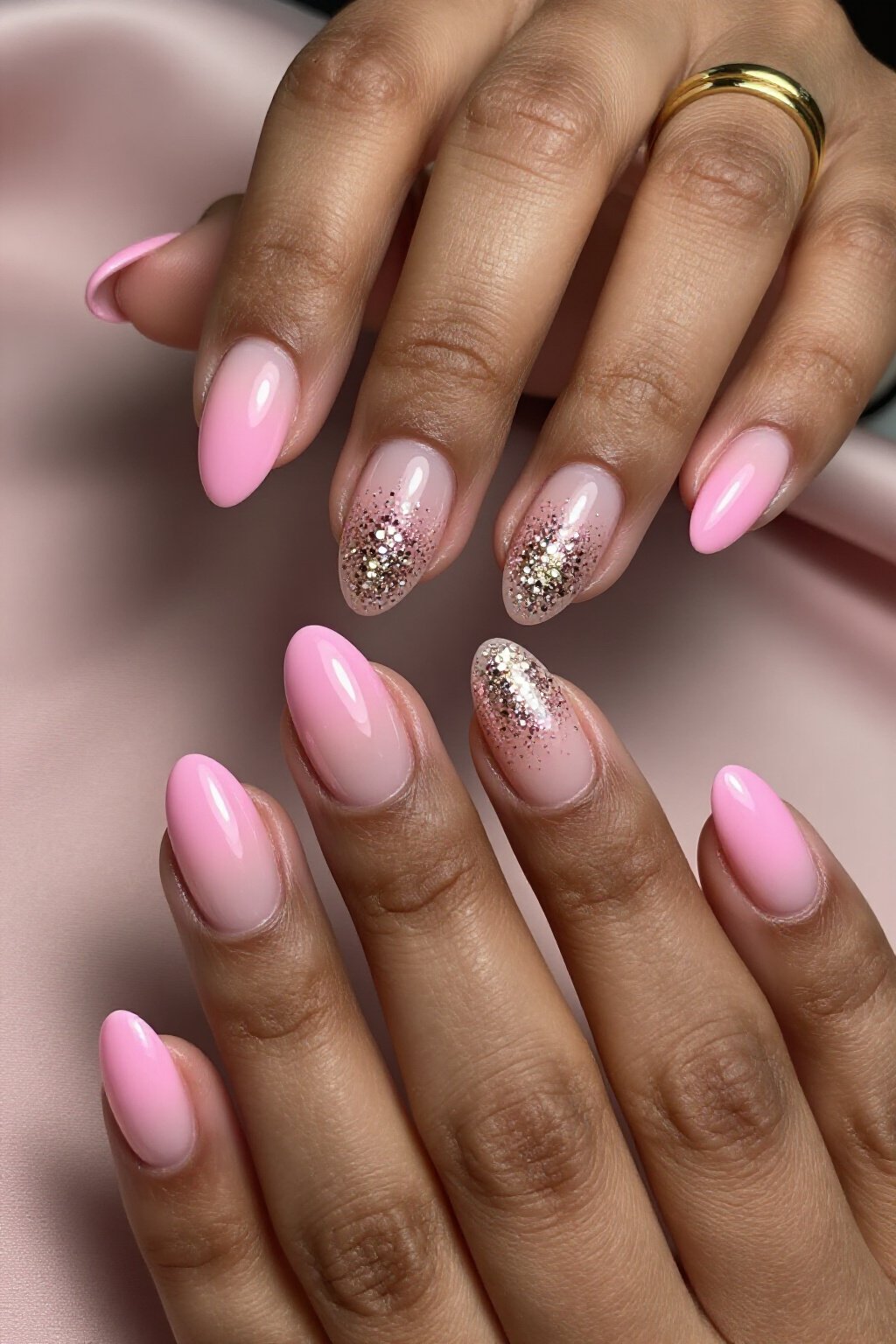 Sparkling Glitter Gradient Pink Aura Nails - pink short simple aura nails Sparkling Glitter Gradient Pink Aura Nails - pink short simple aura nails