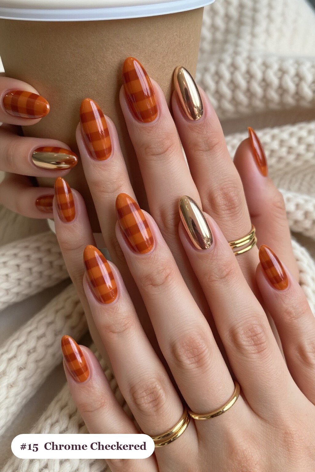 Long Stiletto Burnt Orange Checkered Nails On Short Nails: Tips & Tricks - fall checkered nails Long Stiletto Burnt Orange Checkered Nails On Short Nails: Tips & Tricks - fall checkered nails