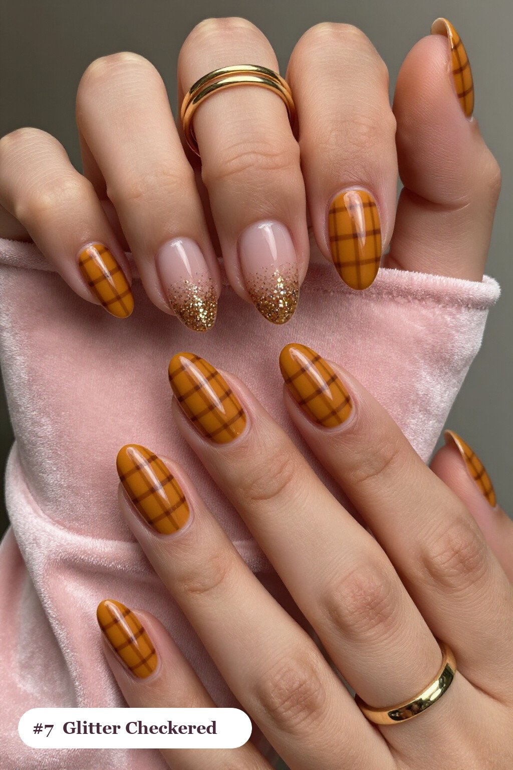 Medium Square Mustard Checkered Nails With Glitter Gradients - fall checkered nails Medium Square Mustard Checkered Nails With Glitter Gradients - fall checkered nails
