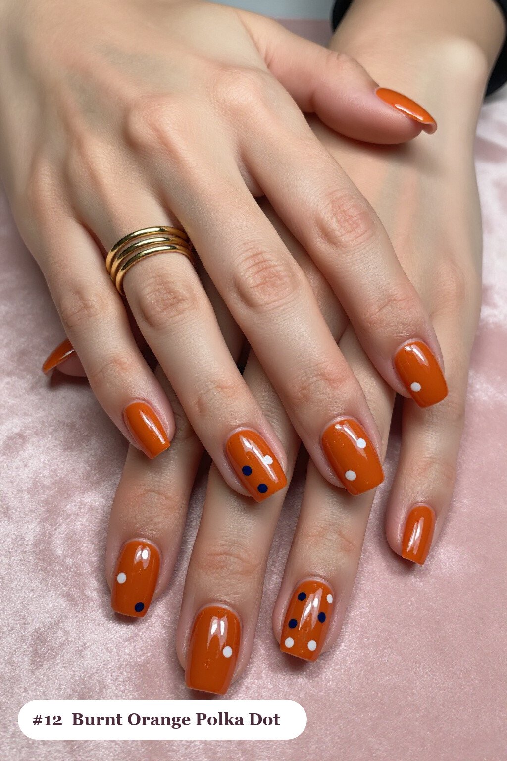 Burnt Orange Square Nails with Playful Polka Dot Accents - fall nails Burnt Orange Square Nails with Playful Polka Dot Accents - fall nails