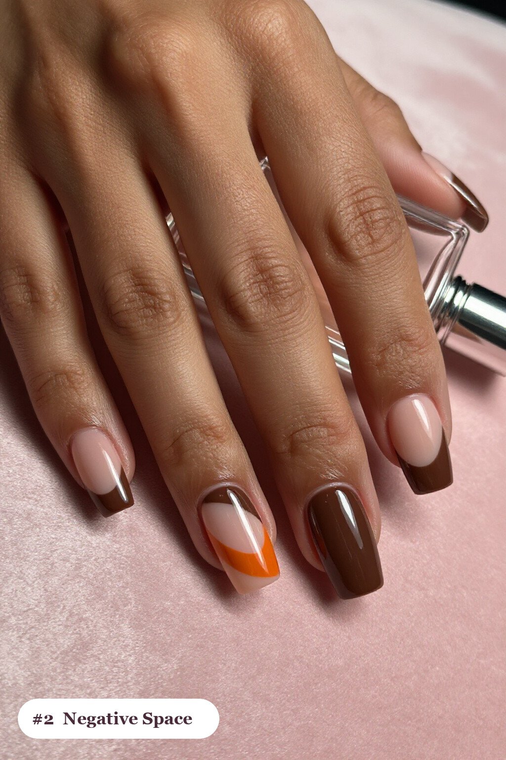 Modern Chocolate Brown Square Nails with Negative Space - fall nails Modern Chocolate Brown Square Nails with Negative Space - fall nails