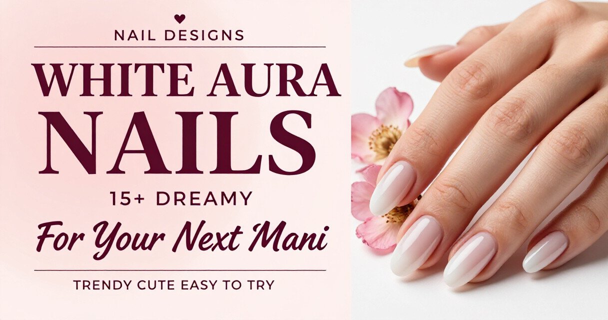 White Almond Aura Nails ideas