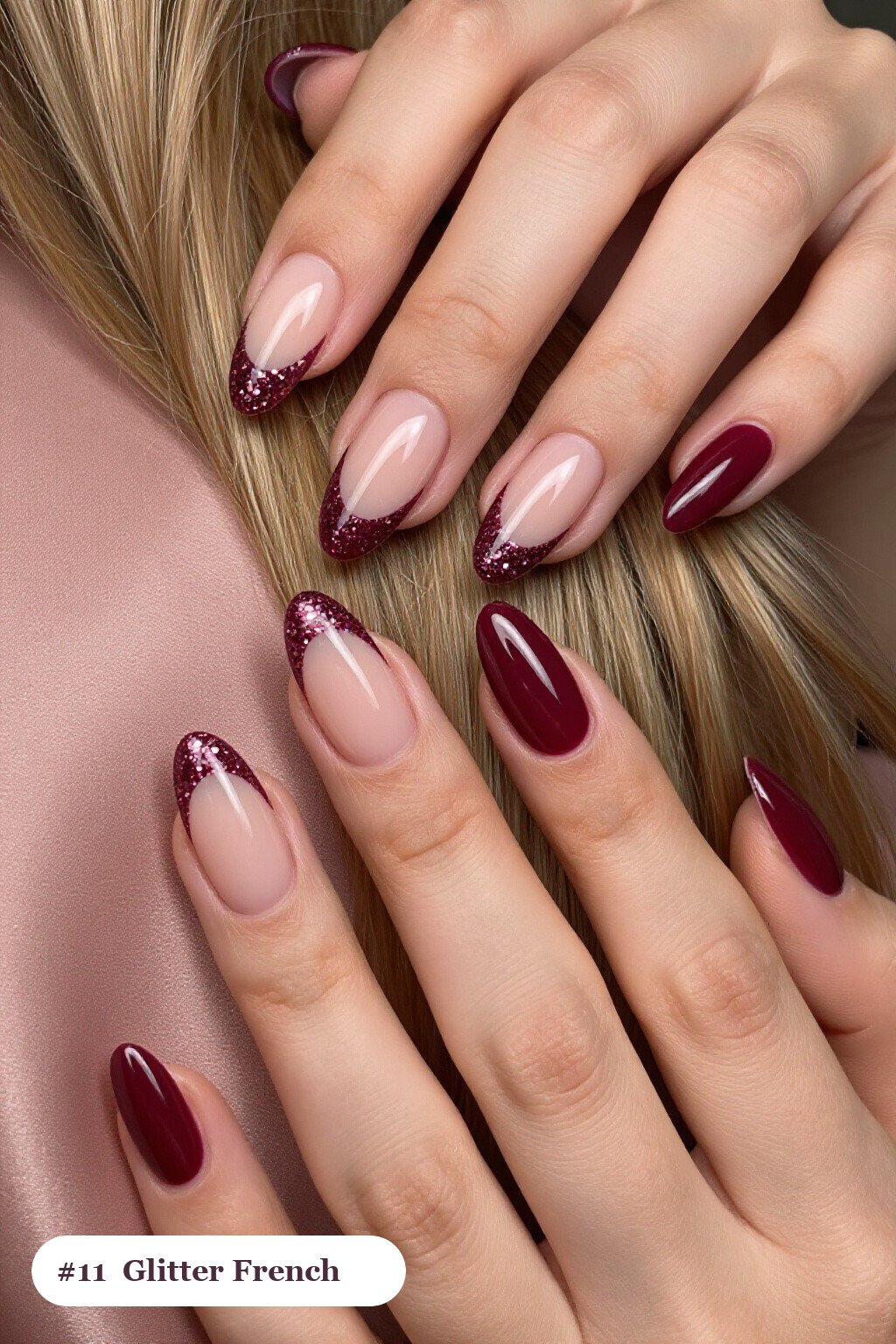 Burgundy Almond Nails with Glitter‑Packed French Tips: How to Make Them Last Longer - almond nails