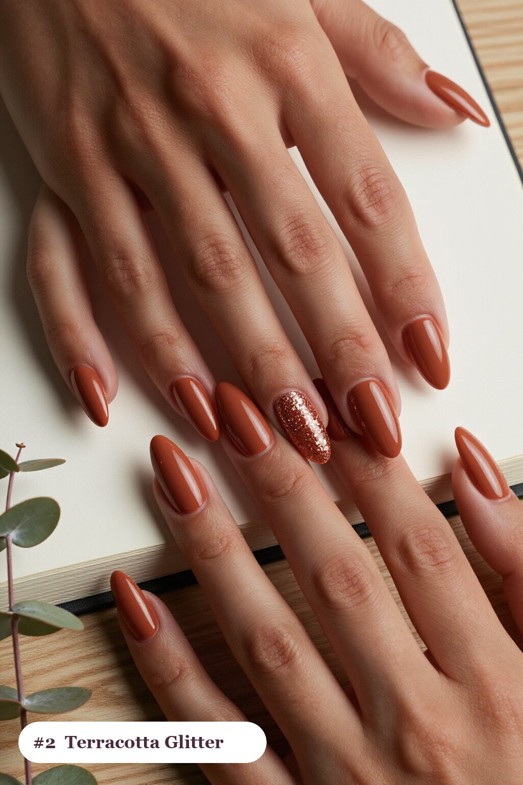 Terracotta Glitter Gradient Almond Nails: Best Shades for Every Season - almond nails designs Terracotta Glitter Gradient Almond Nails: Best Shades for Every Season - almond nails designs