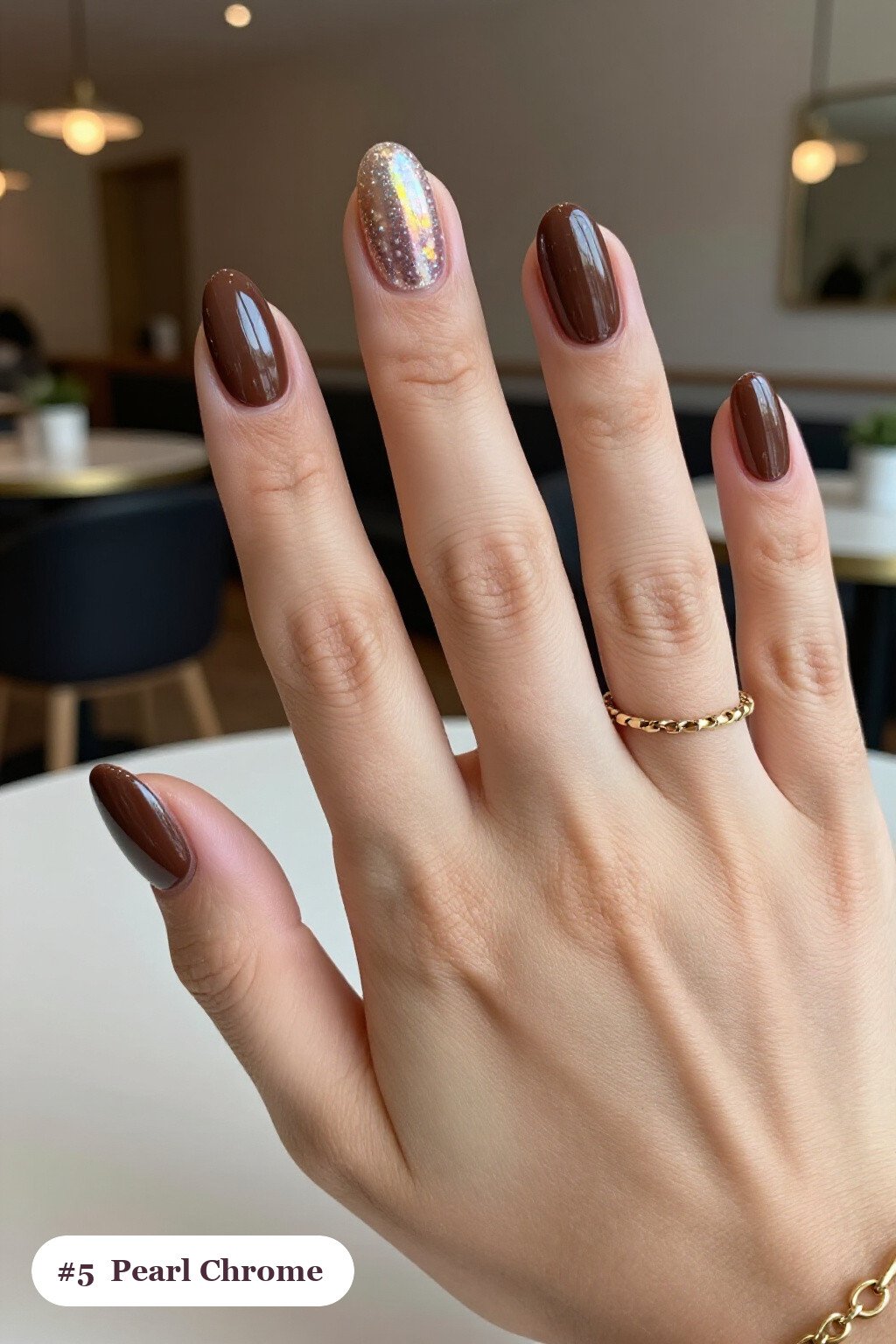 Chocolate Pearl‑Chrome Almond Nails with Iridescent Sheen - almond nails designs Chocolate Pearl‑Chrome Almond Nails with Iridescent Sheen - almond nails designs