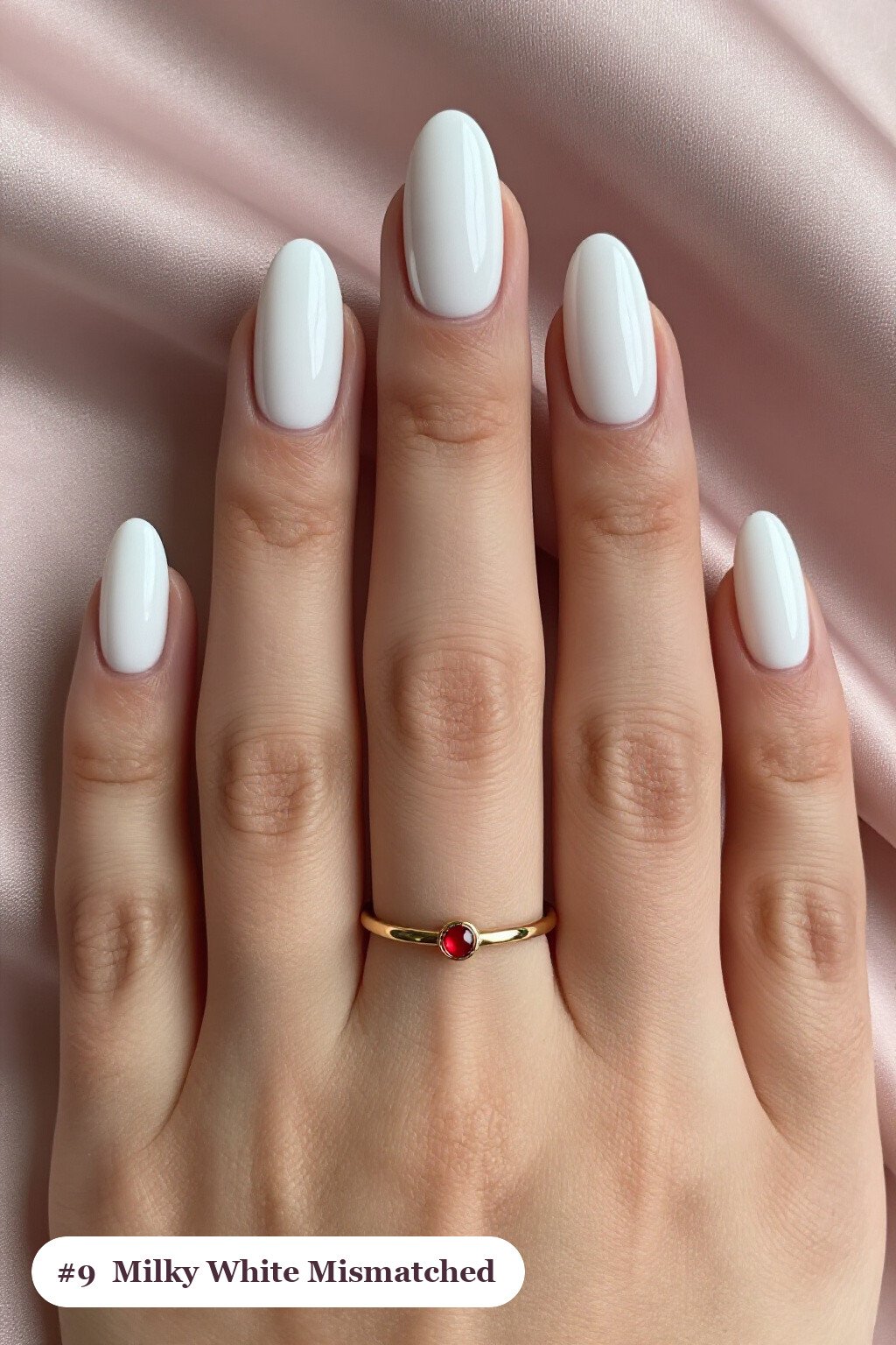 Milky White Mismatched Almond Nails: How to Make Them Last Longer - almond nails designs Milky White Mismatched Almond Nails: How to Make Them Last Longer - almond nails designs