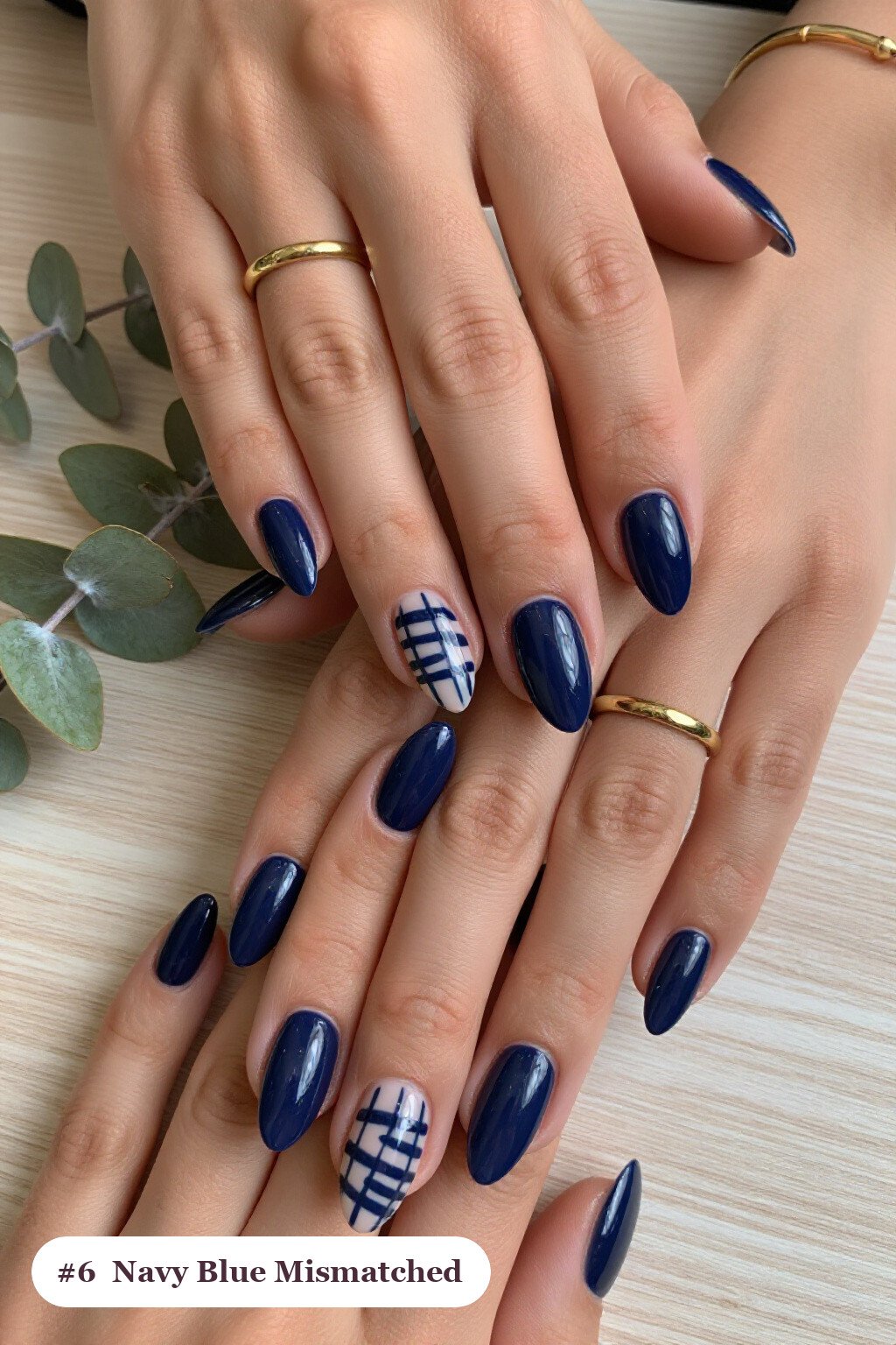 Navy Blue Almond Thanksgiving Nail Designs in a Mismatched Pattern Set - almond thanksgiving nail designs Navy Blue Almond Thanksgiving Nail Designs in a Mismatched Pattern Set - almond thanksgiving nail designs