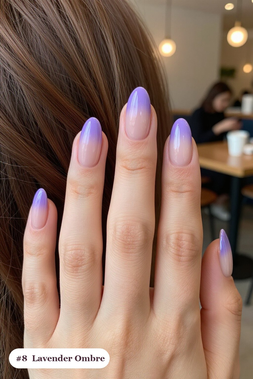 Lavender Almond Nails Show a Vivid Two‑Colour Ombre from Cuticle to Tips - almond thanksgiving nail designs Lavender Almond Nails Show a Vivid Two‑Colour Ombre from Cuticle to Tips - almond thanksgiving nail designs