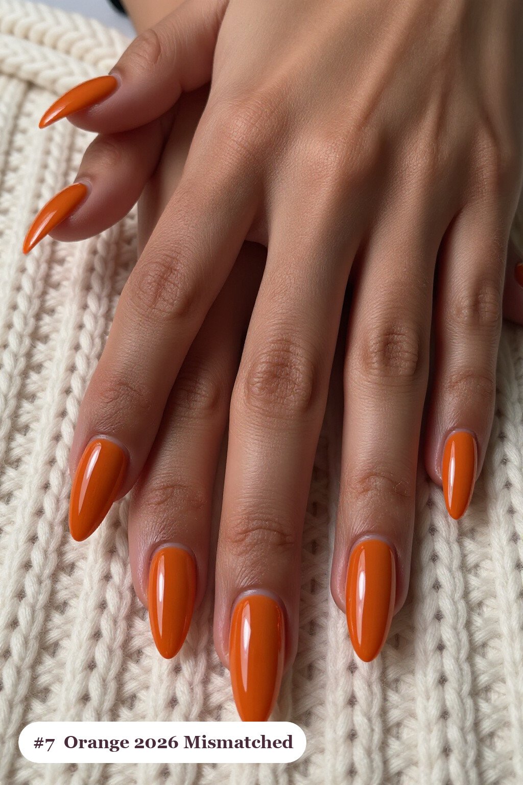 Long ballerina burnt orange 2026 nails as a mismatched set where every nail has a different pattern in the same colour story, perfect for autumn - autumn nails 2026