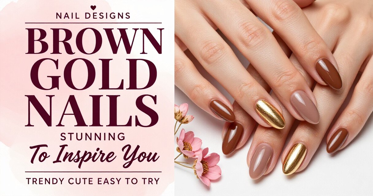 Brown And Gold Fall Nails ideas