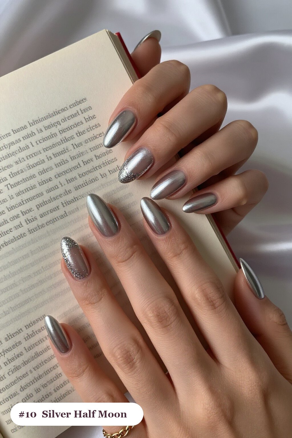 Silver Half‑Moon Almond Nails: How to Make Them Last Longer - christmas almond nails