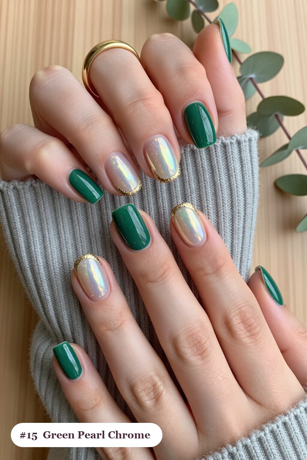 Glazed Pearl Chrome Short Squares: On Short Nails - christmas green nails Glazed Pearl Chrome Short Squares: On Short Nails - christmas green nails