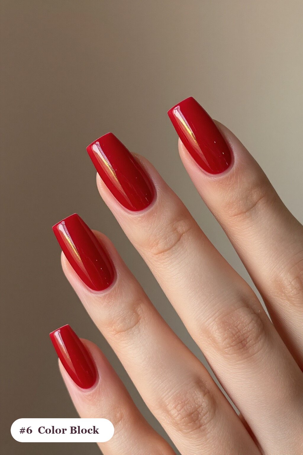 Cherry Red Colour‑Block Square Nails: Best Shades for Every Season - christmas manicure ideas 2026