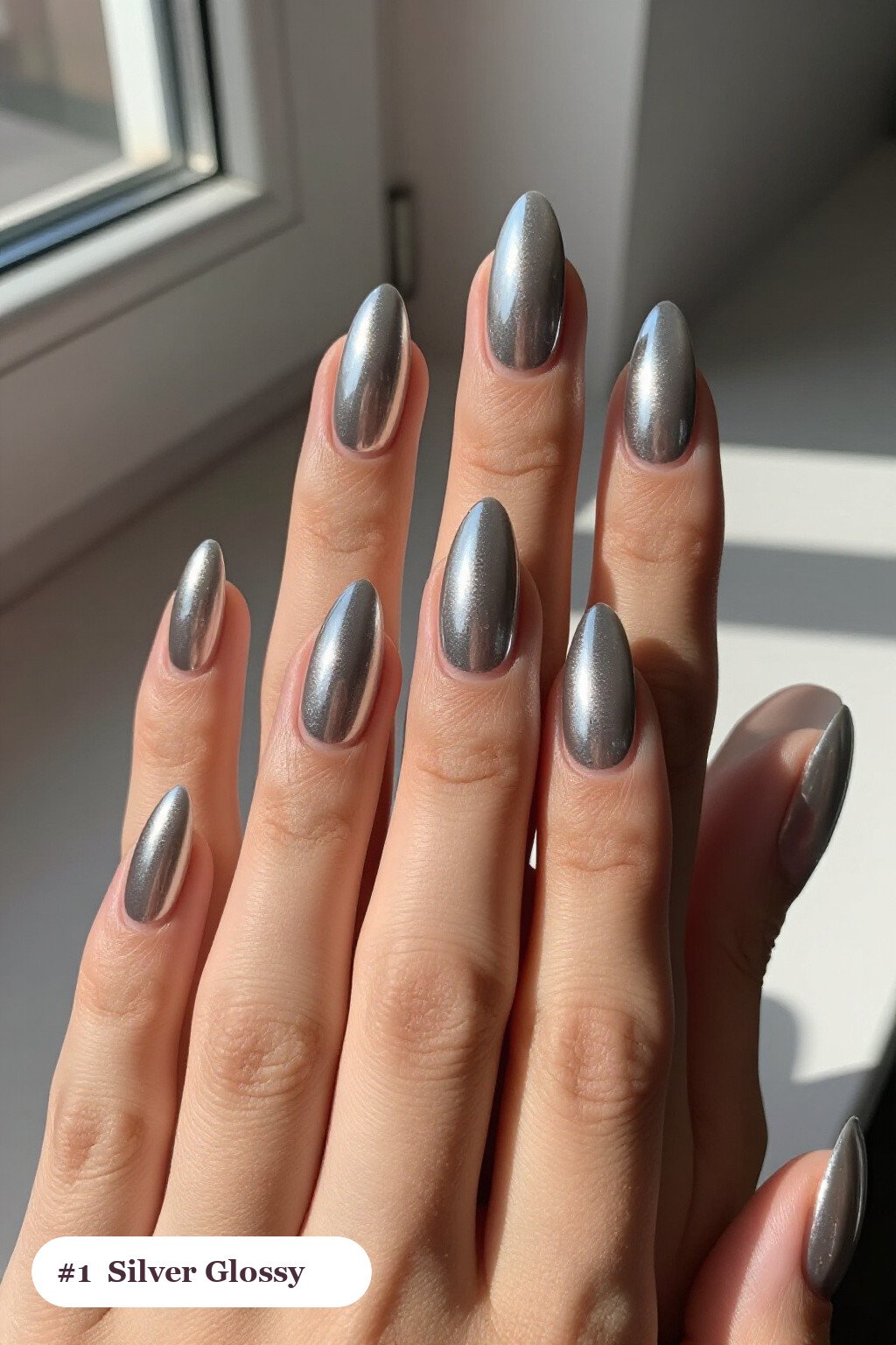 Mirror‑Glossy Silver Stiletto Lengths: The Ultimate Holiday Glam - christmas nails