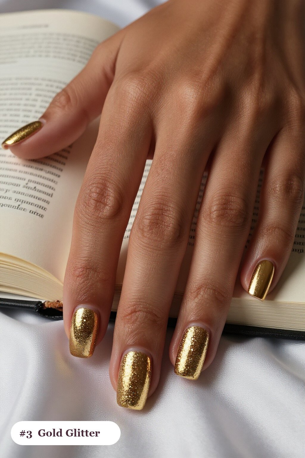 Short Square Gold Glitter Gradient: How to Make It Last Longer - christmas nails