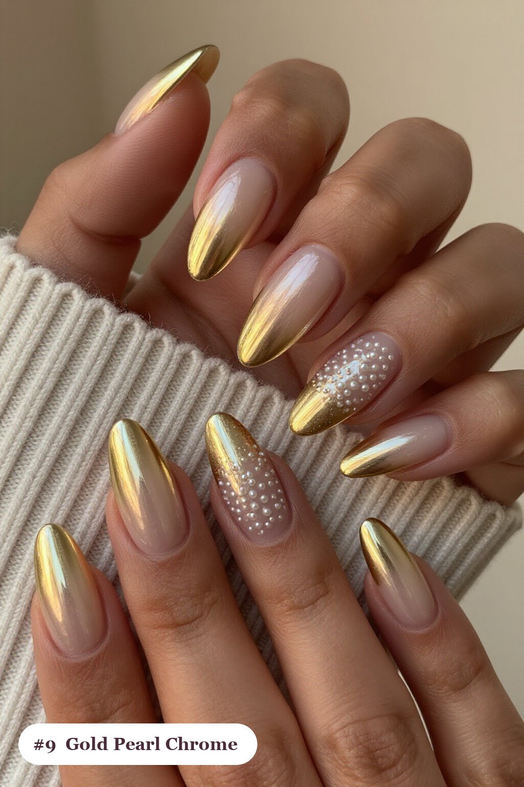 Gold Ballerina with Pearl Chrome Iridescence: Holiday Nail Wow - christmas nails