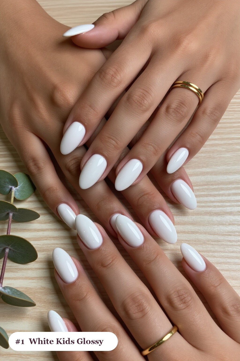 Long Almond Snow White Christmas Nails for Kids with Mirror‑Glossy Full‑Color Finish - christmas nails for kids