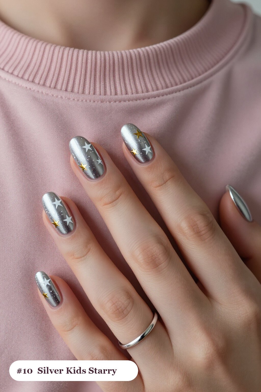 Medium Coffin Silver Kids Nails with Stars and Sparkles: How to Make Them Last Longer - christmas nails for kids