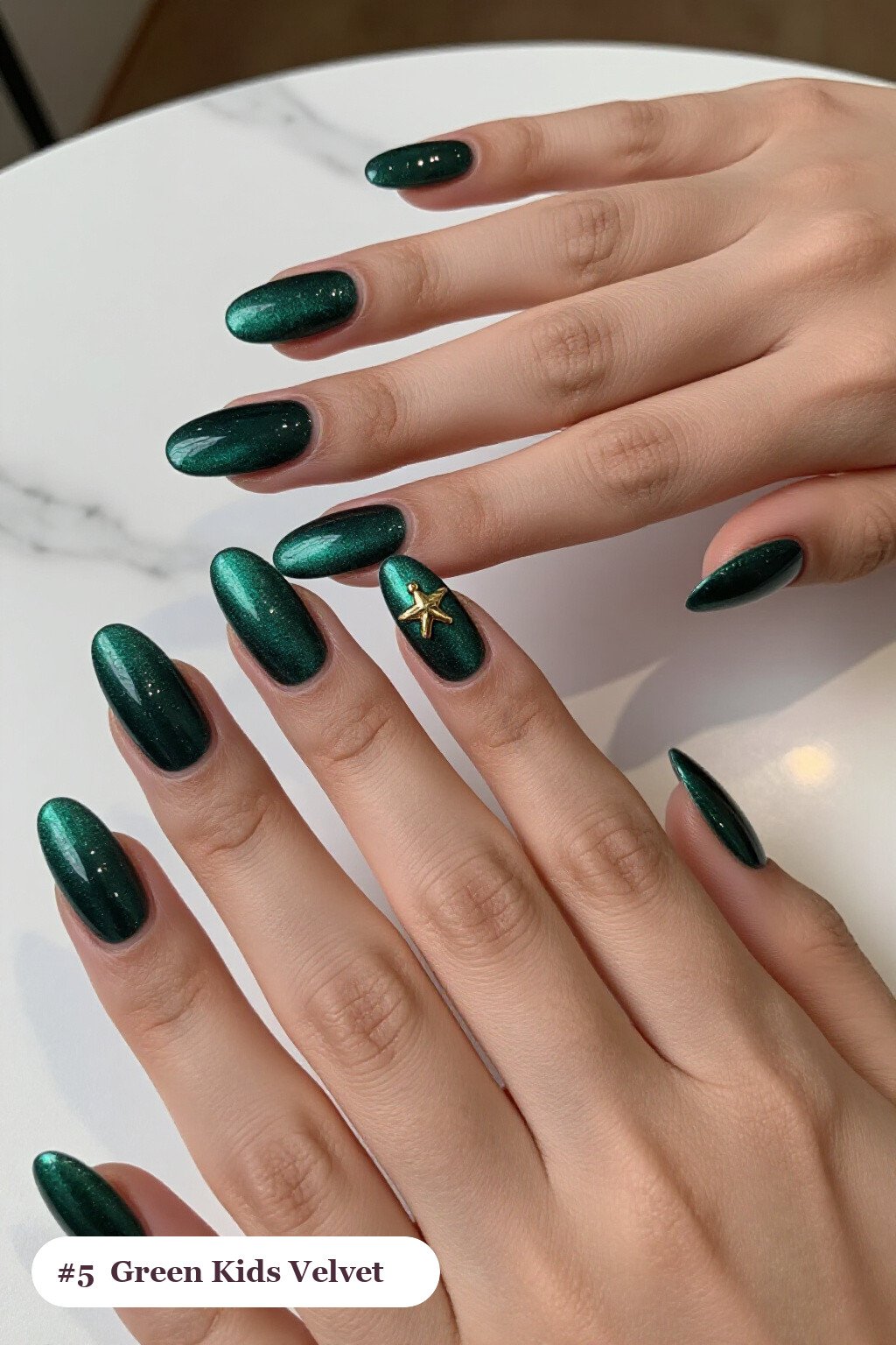 Long Coffin Emerald Green Kids Nails with Velvet Shimmer: Best Shades for Every Season - christmas nails for kids