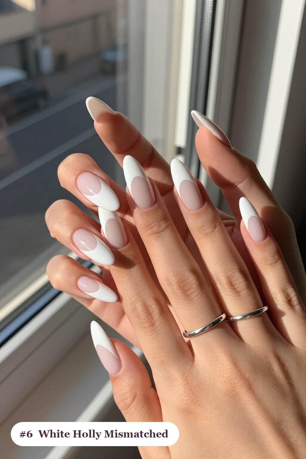 Snow White Ballerina Nails in Mismatched Patterns – Playful Holiday Vibes - christmas nails holly