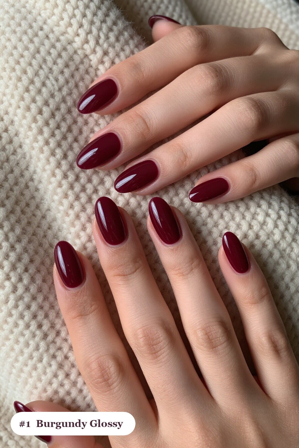 Christmas Nails Short: Mirror‑Gloss Burgundy Almond Nails for Festive Glam - christmas nails short