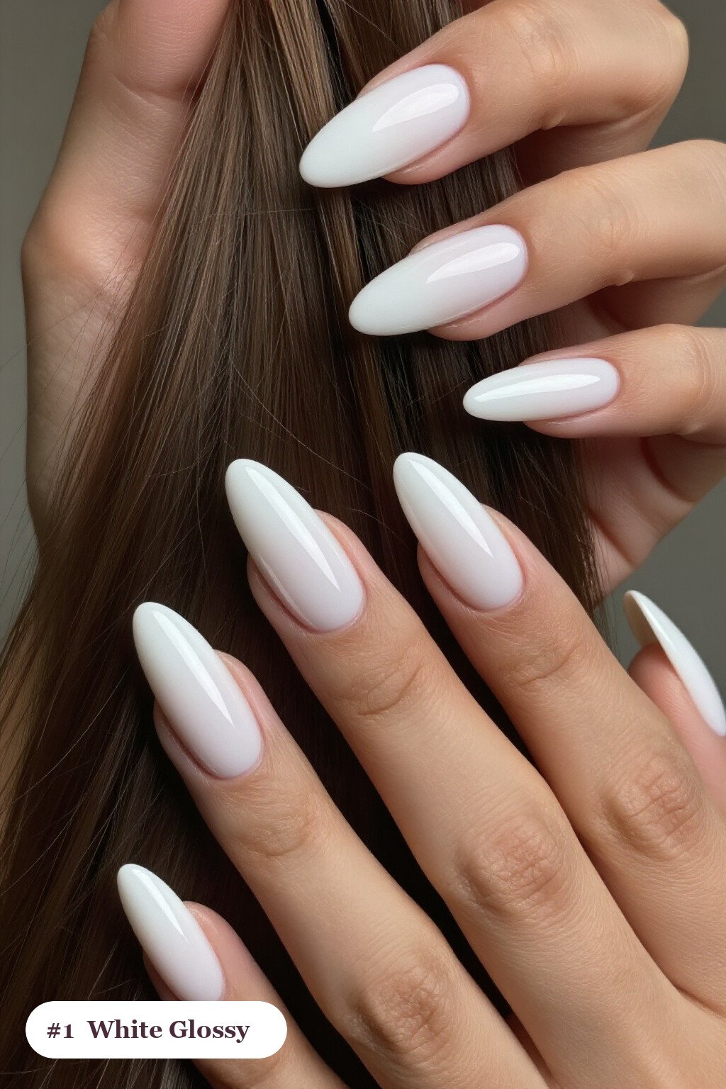 Mirror‑Glossy Long Almond Christmas Nails White for Holiday Glam - christmas nails white