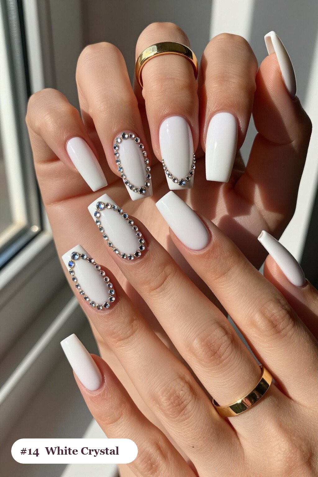 Long Square Rhinestone Cuticle Row: How to Make It Last Longer - christmas nails white