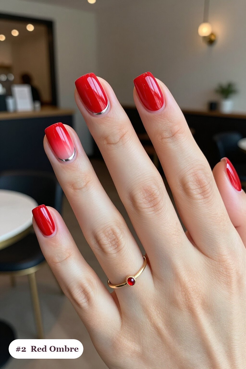 Short Square Red Nails with Vivid Two‑Colour Ombre: On Short Nails - christmas red nails Short Square Red Nails with Vivid Two‑Colour Ombre: On Short Nails - christmas red nails