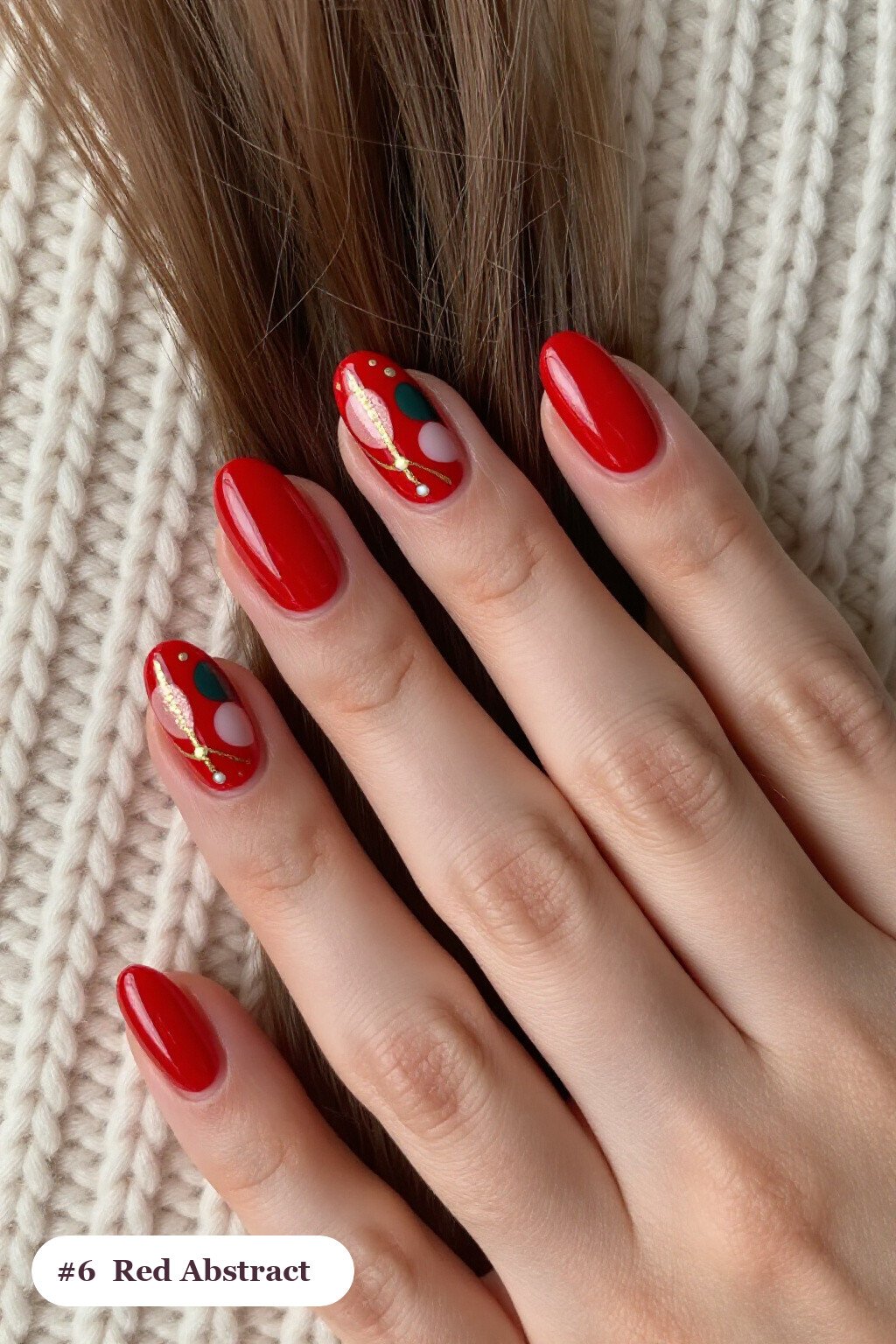 Medium Oval Red Nails with Abstract Colour Blobs, Gold Outlines: Best Shades for Every Season - christmas red nails Medium Oval Red Nails with Abstract Colour Blobs, Gold Outlines: Best Shades for Every Season - christmas red nails