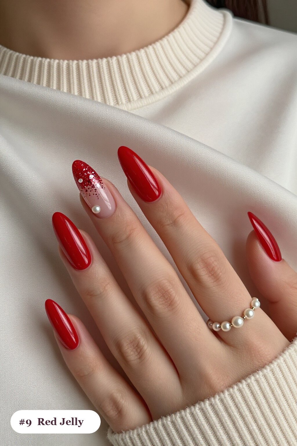 Long Ballerina Red Nails in See‑Through Jelly Finish with Encapsulated Glitter - christmas red nails Long Ballerina Red Nails in See‑Through Jelly Finish with Encapsulated Glitter - christmas red nails