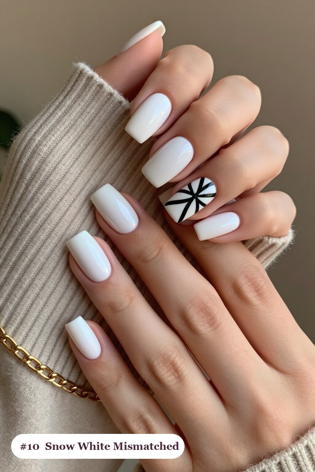 Snow White Mismatched Medium Square Nails: Christmas Square Nails Ideas - christmas square nails Snow White Mismatched Medium Square Nails: Christmas Square Nails Ideas - christmas square nails