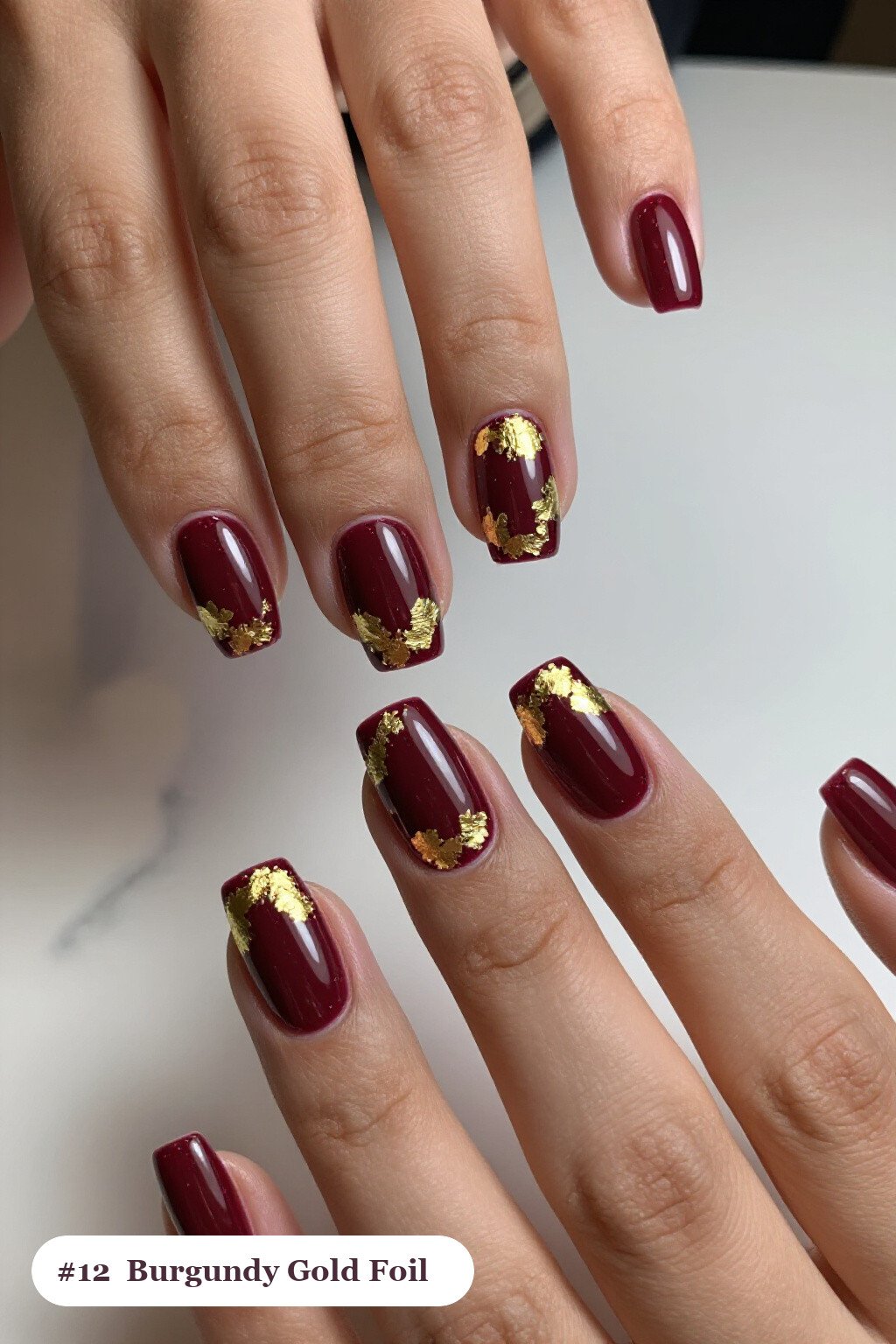 Burgundy Gold Foil Square Nails: Best Shades for Every Season - christmas square nails Burgundy Gold Foil Square Nails: Best Shades for Every Season - christmas square nails