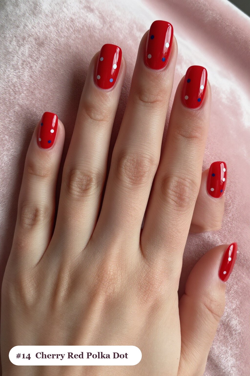 Cherry Red Polka Dot Playful Medium Square Nails - christmas square nails Cherry Red Polka Dot Playful Medium Square Nails - christmas square nails