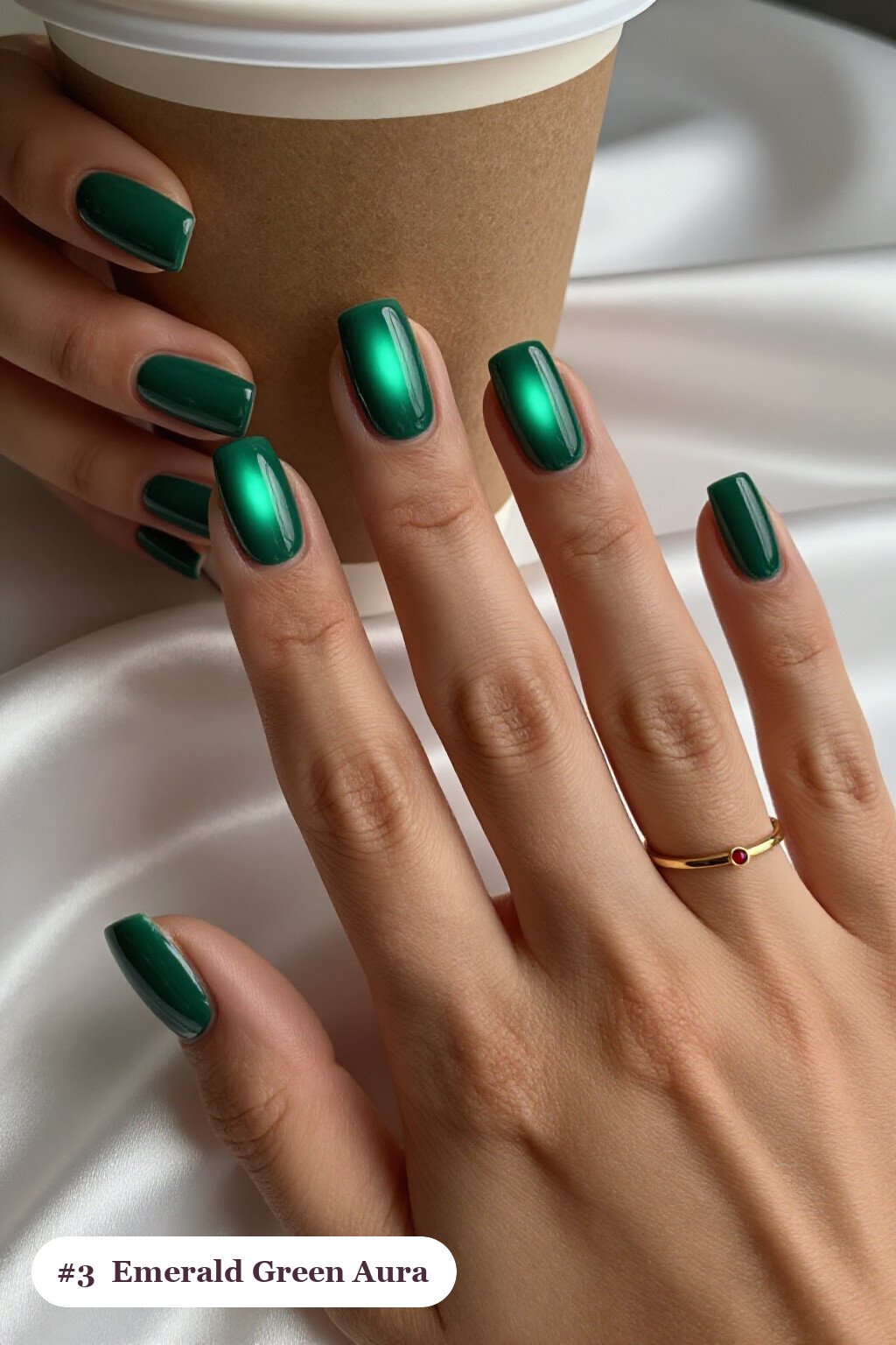 Emerald Green Christmas Square Nails with Airbrushed Aura - christmas square nails Emerald Green Christmas Square Nails with Airbrushed Aura - christmas square nails