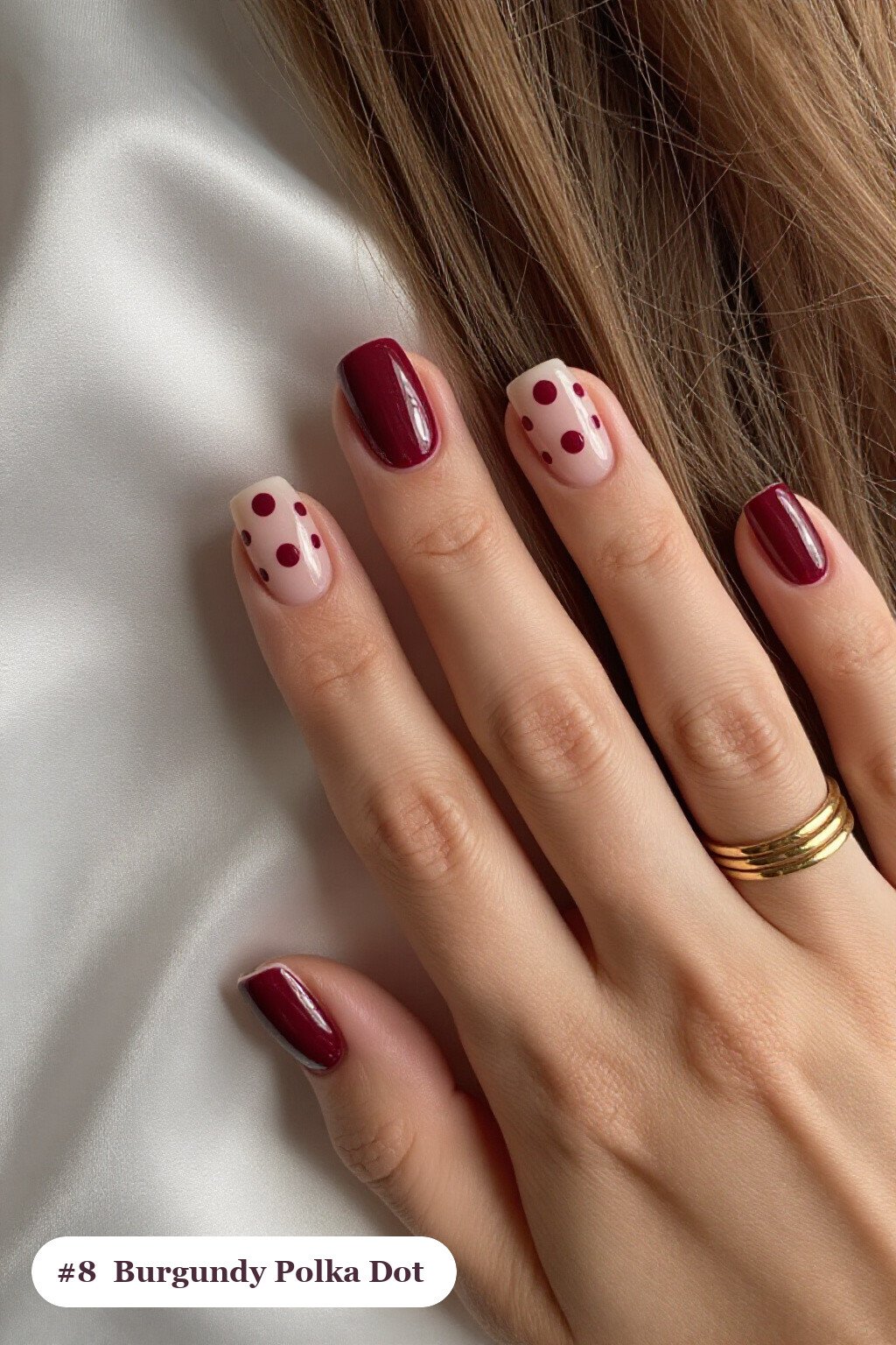 Burgundy Polka‑Dot Square Nails for Playful Holiday Vibes - christmas square nails short Burgundy Polka‑Dot Square Nails for Playful Holiday Vibes - christmas square nails short