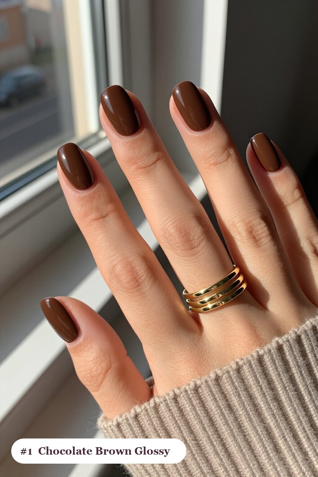 Mirror‑Gloss Chocolate Brown Medium Ovals: The Ultimate Fall Hook - classy fall nail ideas Mirror‑Gloss Chocolate Brown Medium Ovals: The Ultimate Fall Hook - classy fall nail ideas