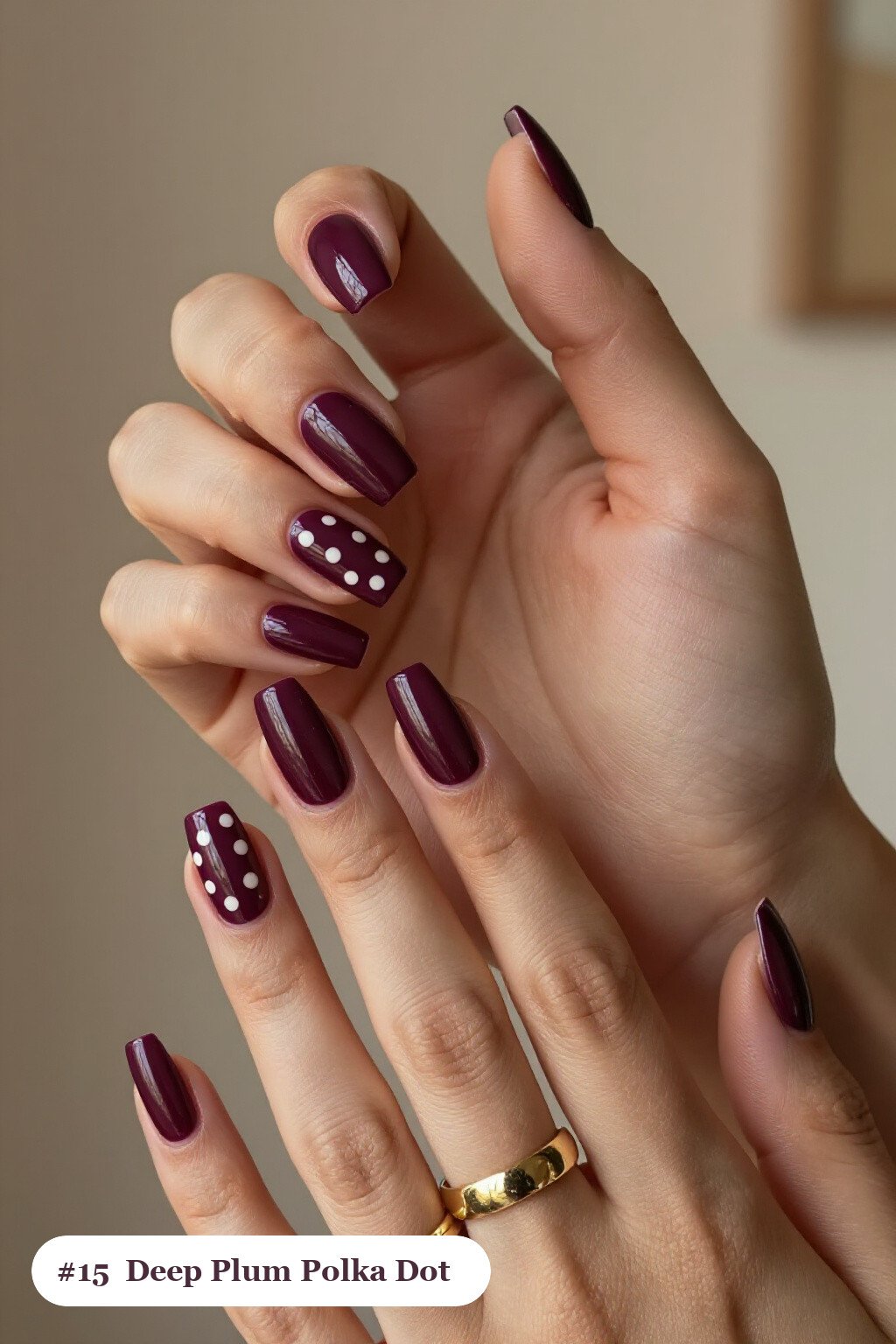 Deep Plum Square Nails Showcasing Playful Two‑Color Polka Dots - classy fall nail ideas Deep Plum Square Nails Showcasing Playful Two‑Color Polka Dots - classy fall nail ideas